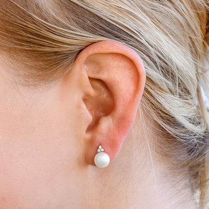 Zlaté perlové náušnice se zirkony Cleta