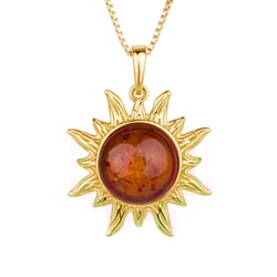 Stříbrný přívěsek s jantarem ve tvaru slunce Hana