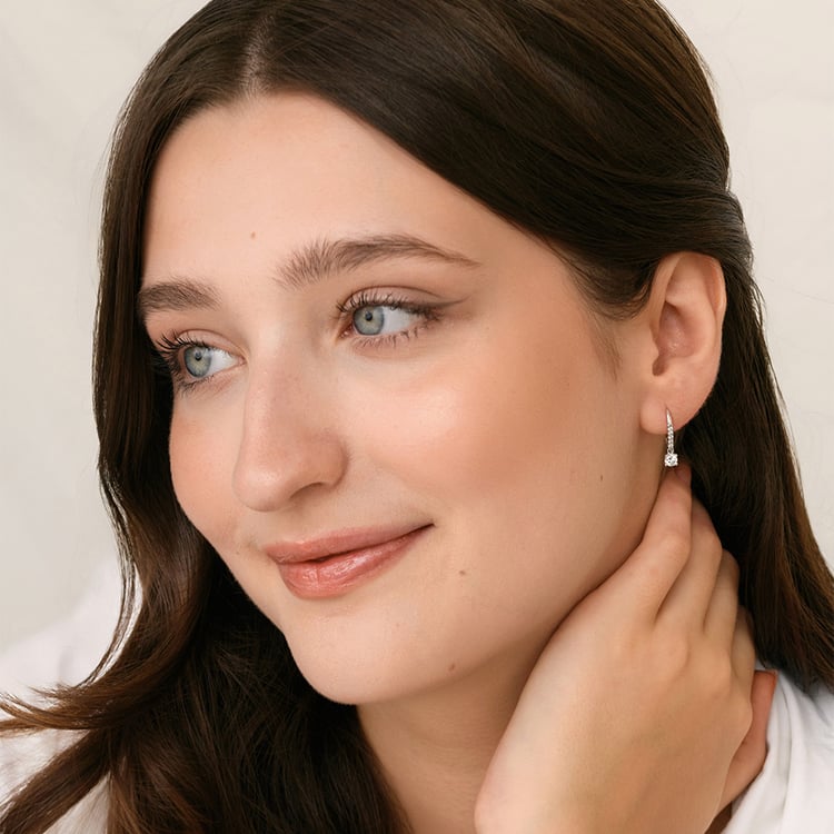 Stříbrné visací náušnice s lab-grown diamanty 158828