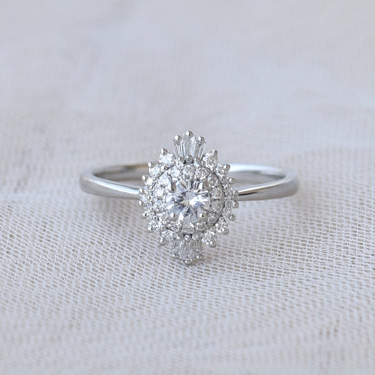 Moissanitový zlatý zásnubní prsten 66776