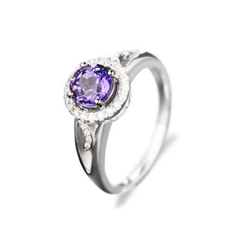 Zlatý ametystový prsten s diamanty Anori