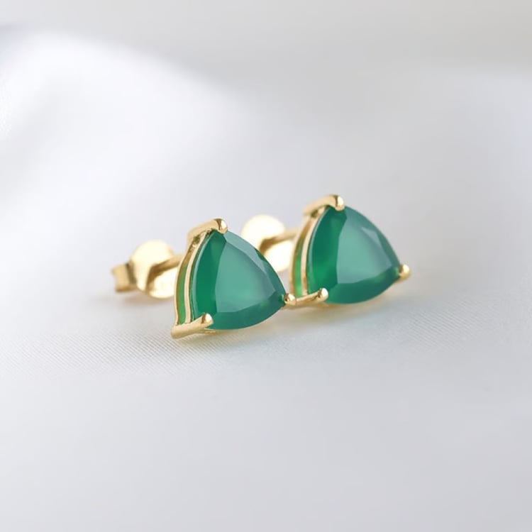 Náušnice ze stříbra se zelenými acháty 163775