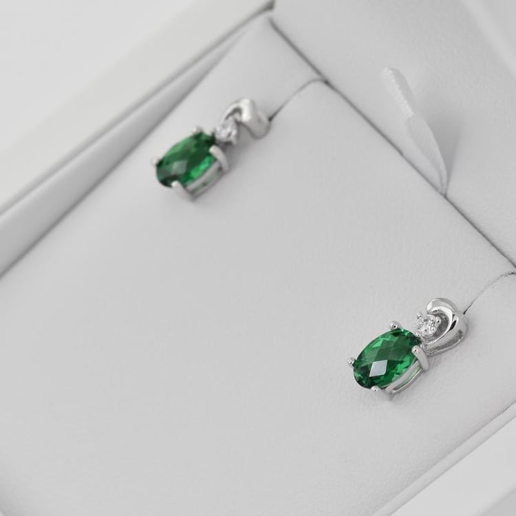 Smaragdy a zirkony ve stříbrných náušnicích 4860