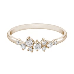 Cluster prsten ze zlata v champagne gold s moissanity Isolde