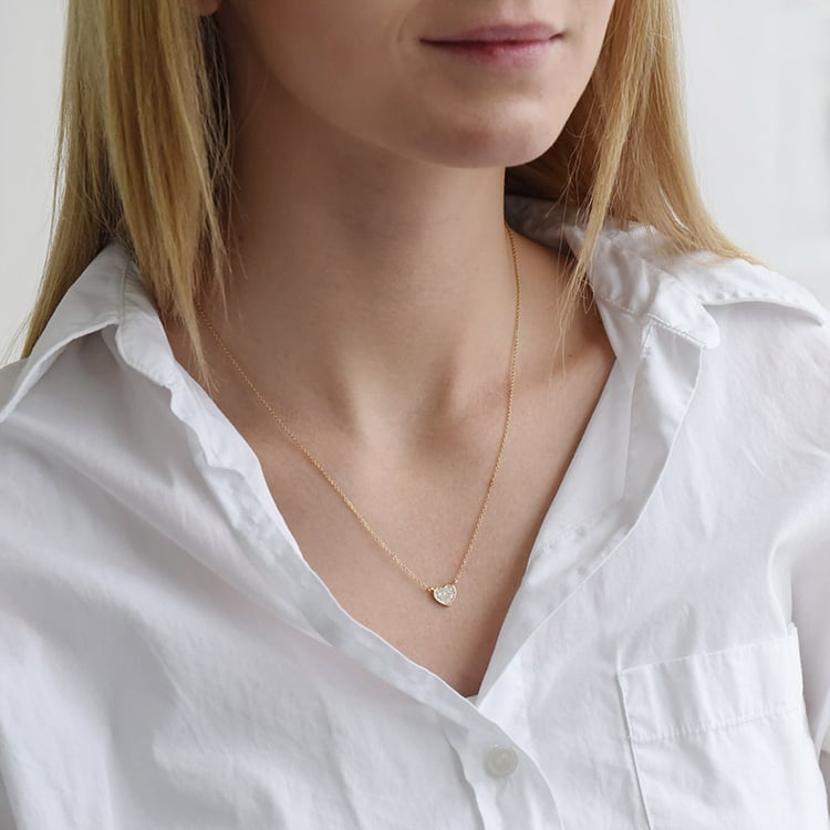 Zlatý náhrdelník ve tvaru srdce plný diamantů 91231