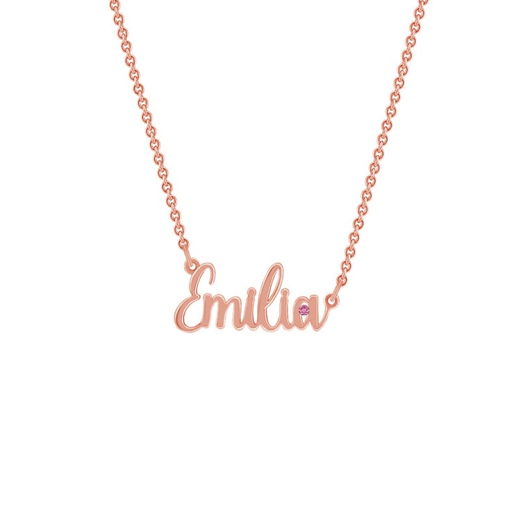 Zlatý náhrdelník se jménem a růžovým topazem 72639