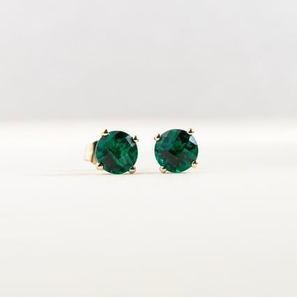 Zlaté napichovací náušnice se smaragdy Hulda