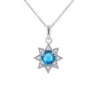 Stříbrný přívěsek s topazem a zirkony ve tvaru hvězdy Bohemia