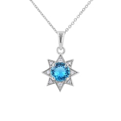 Stříbrný přívěsek s topazem a zirkony ve tvaru hvězdy Bohemia