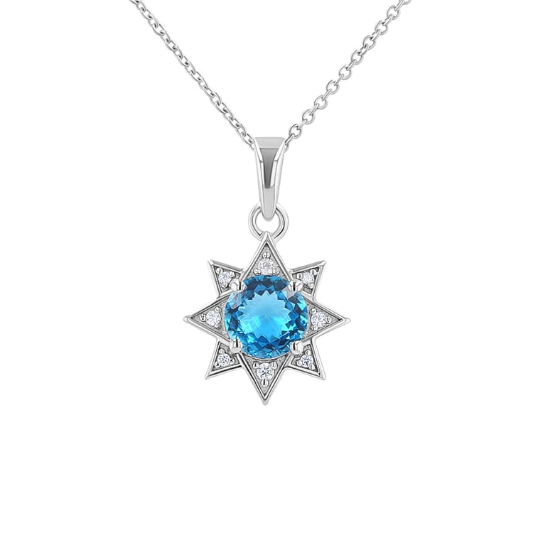 Stříbrný přívěsek s topazem a zirkony ve tvaru hvězdy Bohemia