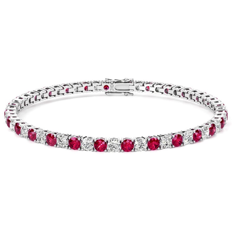 Tenisový náramek s lab-grown rubíny a diamanty Vekic