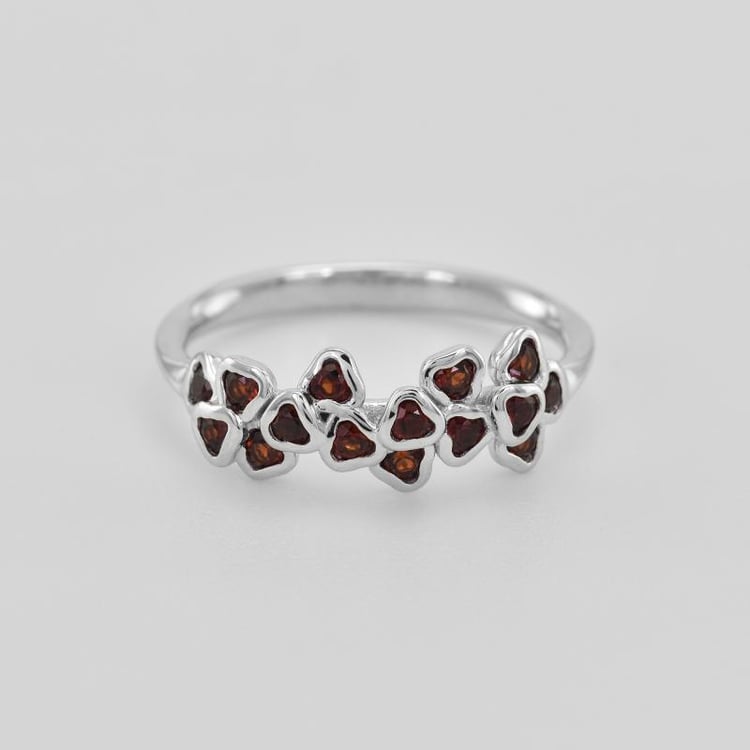 Prsten s granátovými květy ze zlata 44965