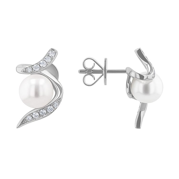 Perlové náušnice ze stříbra se zirkony Durga 137400