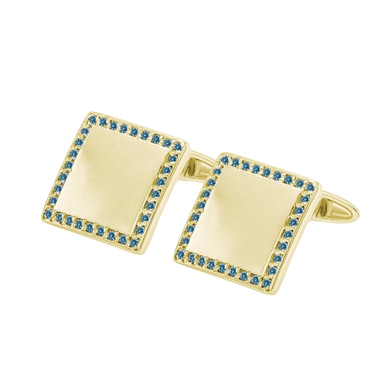 Čtvercové manžetové knoflíčky ze žlutého zlata s diamanty