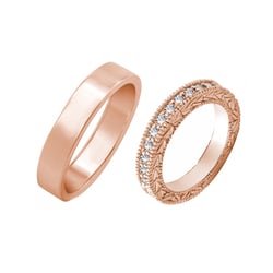 Vintage prsten s lab-grown diamanty a pánský plochý prsten Arroyo