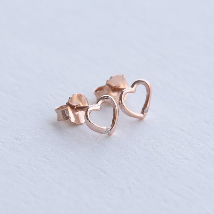 Zlaté náušnice ve tvaru srdce s diamanty Stella 139911