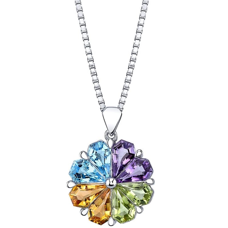 Drahokamový přívěsek ze stříbra ve tvaru květiny Lalo