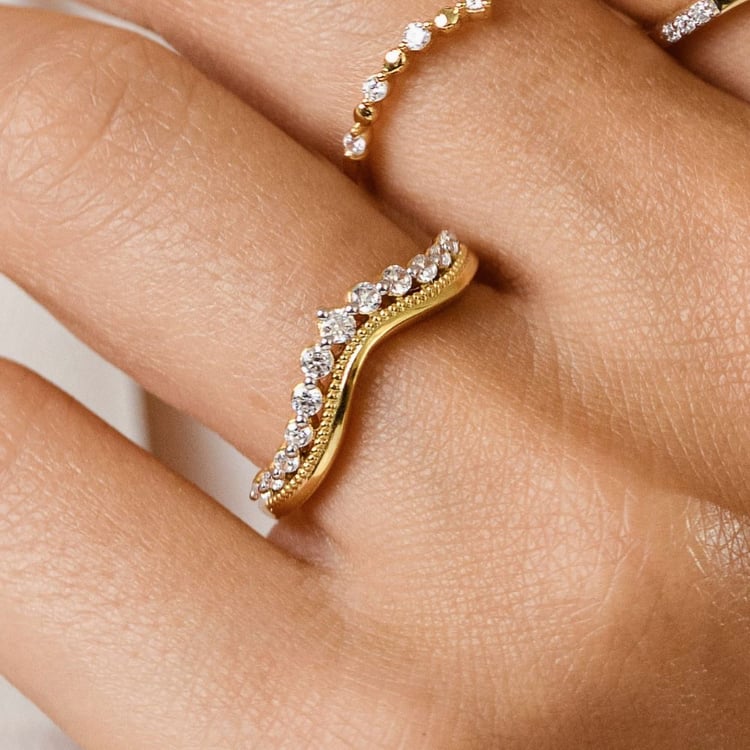 Zlatý prsten s lab-grown diamanty Dani 161413