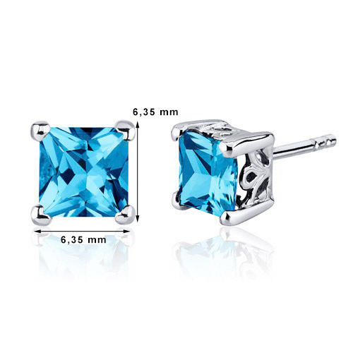 Čtvercové náušnice s topazy stříbrné 2235