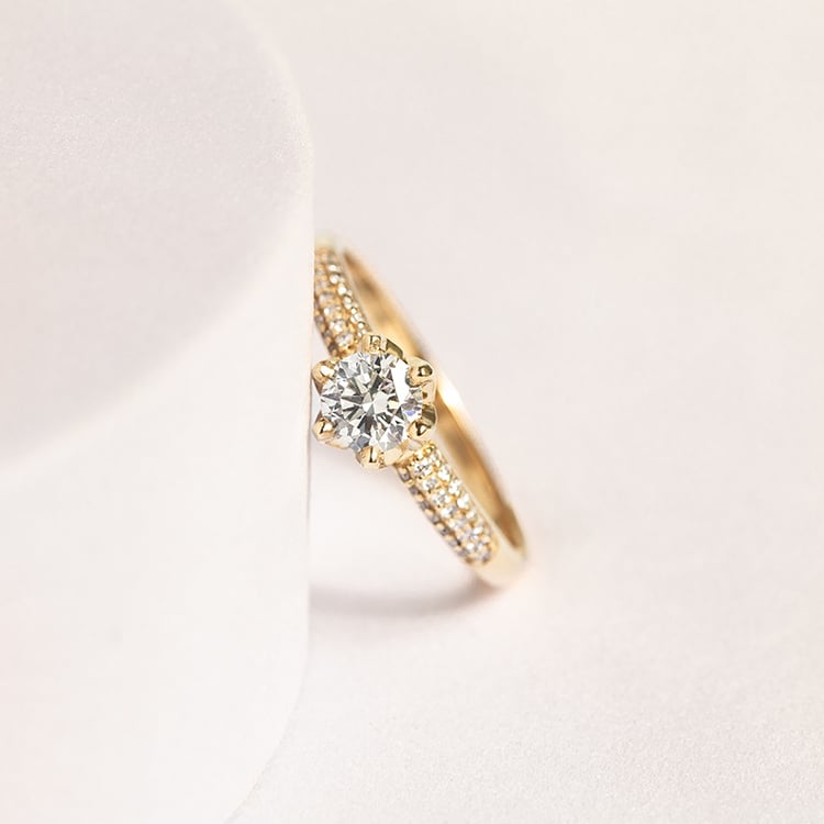 Zásnubní zlatý prsten s diamanty Lineas 142960