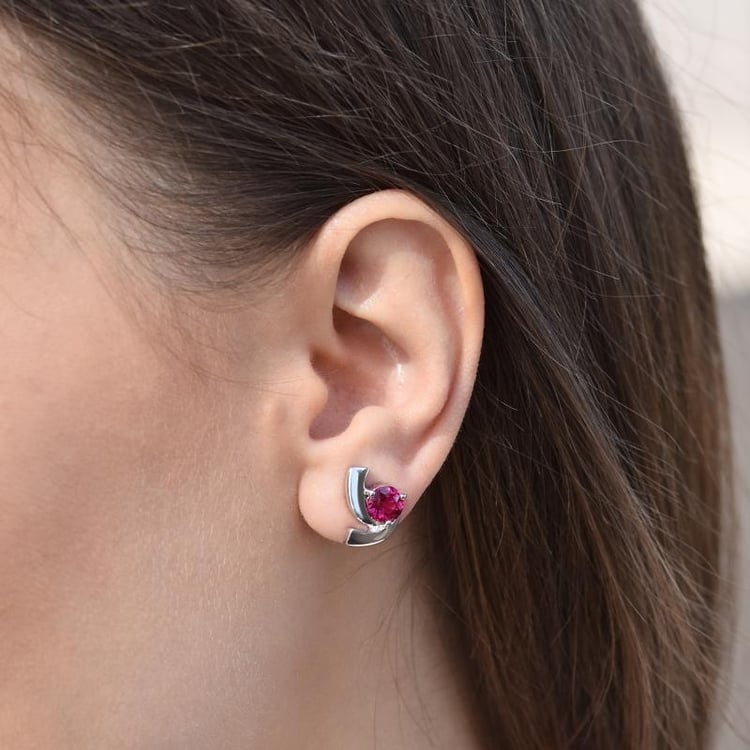 Stříbrné rubínové náušnice 31486