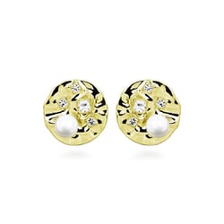 Stříbrné perlové náušnice s bílými topazy Heidi