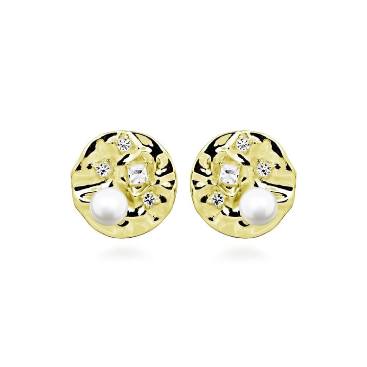 Stříbrné perlové náušnice s bílými topazy