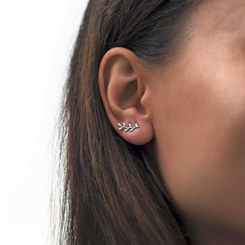 Stříbrné náušnice ear climber Orchid