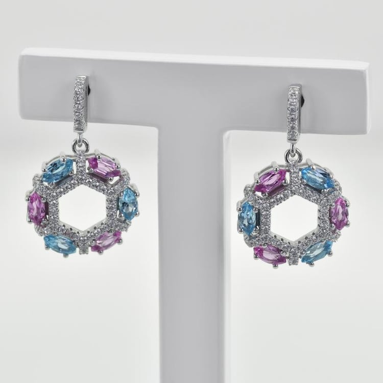 Elegantní náušnice s topazy a safíry 43937