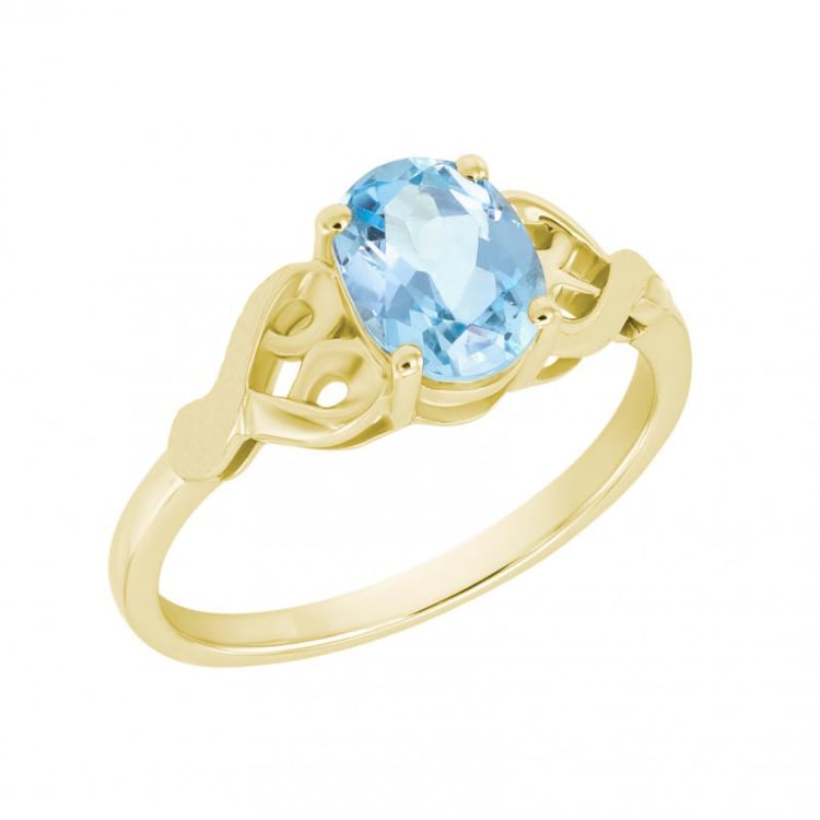 Prsten ze žlutého zlata s akvamarínem