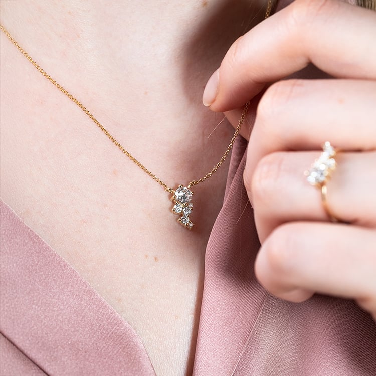 Cluster náhrdelník s lab-grown diamanty Barto 152078