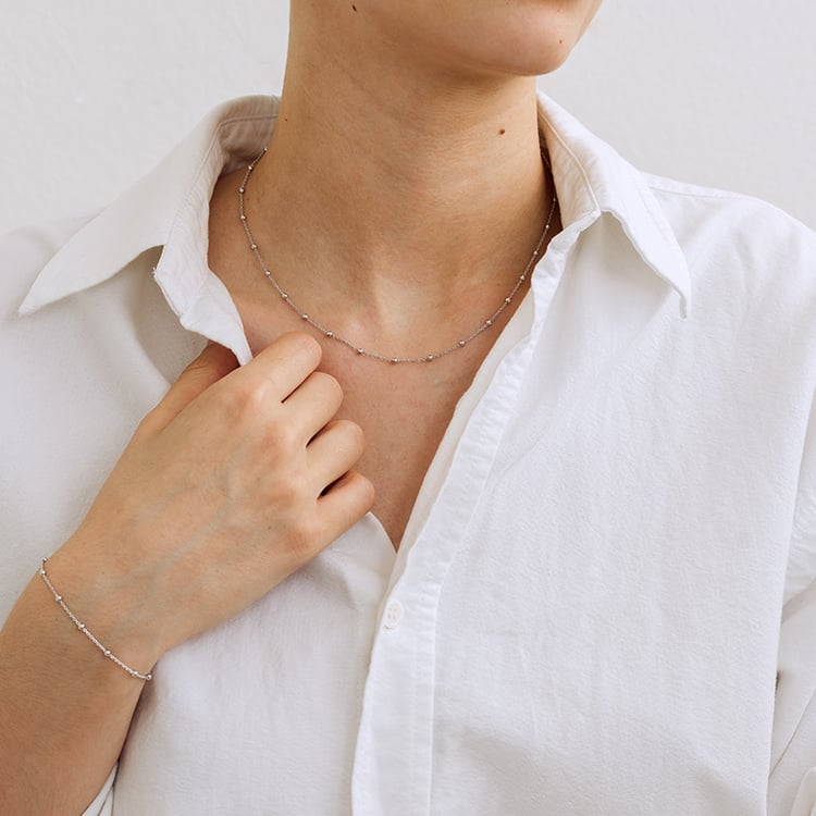 Řetízek s kuličkami 45 cm ze stříbra 129916