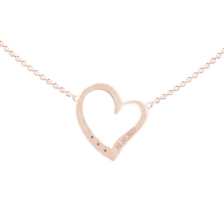 Náhrdelník ve tvaru srdce s diamanty a gravírem Rimsha 102041