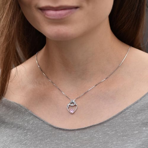 Stříbrný přívěsek matka a dítě s turmalínem a diamantem Ella