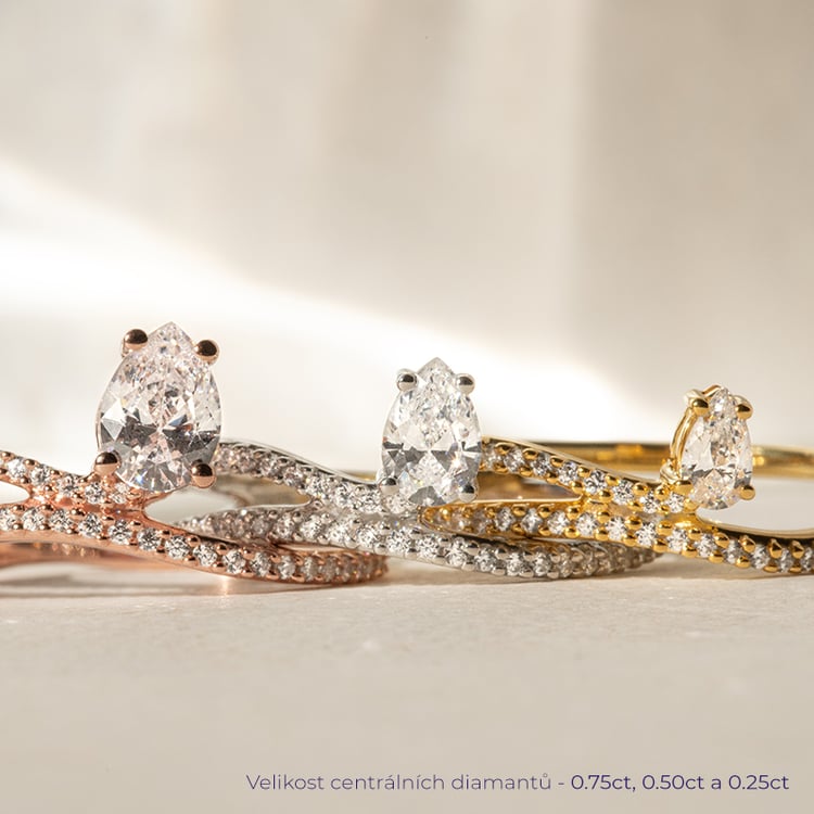 Atypický zásnubní prsten s diamanty Reptie 138365