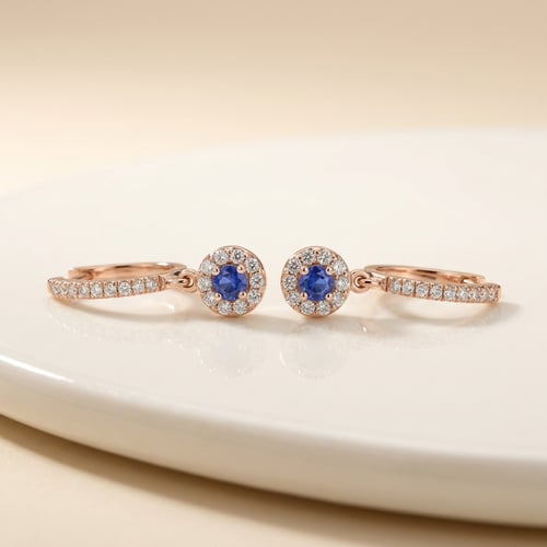 Půvabné stříbrné náušnice s modrými safíry a lab-grown diamanty Denise