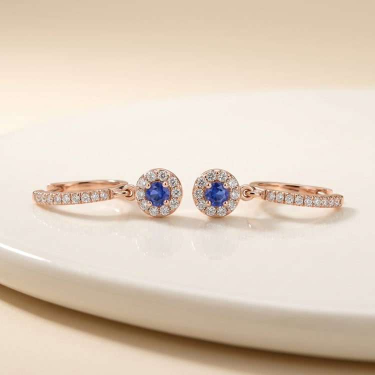 Půvabné stříbrné náušnice s modrými safíry a lab-grown diamanty Donna 171090