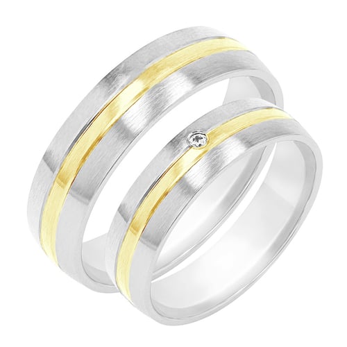 Minimalistické snubní prsteny s diamantem Mesud