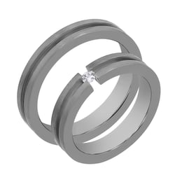 Titanové snubní prsteny s diamantem Rowley