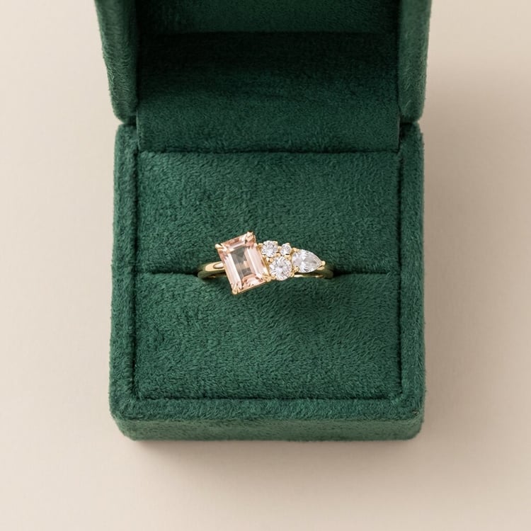 Cluster rozvodový prsten s morganity, diamantem a safírem Frank 166094