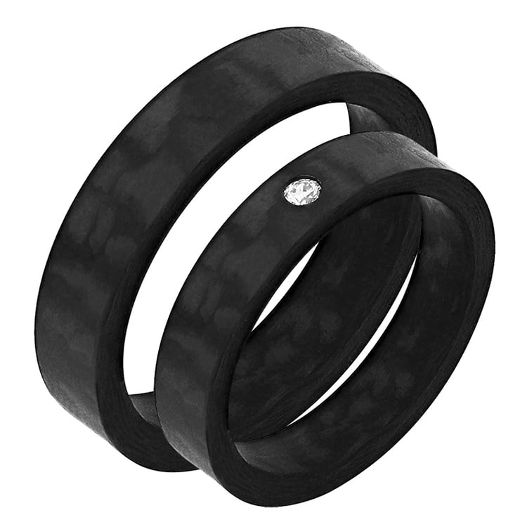Karbonové snubní prsteny s diamantem