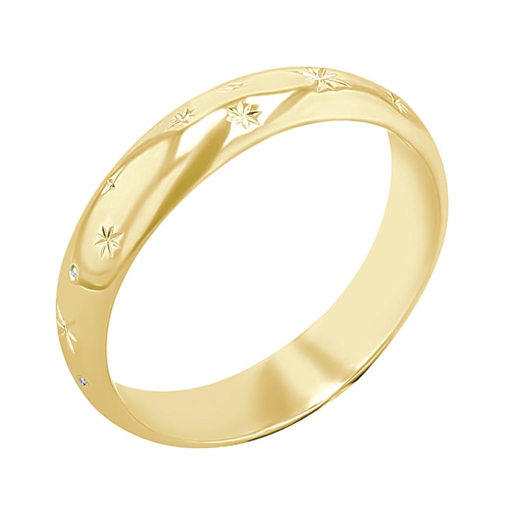 Snubní prsteny s ruční rytinou hvězd a diamanty Elia 116482