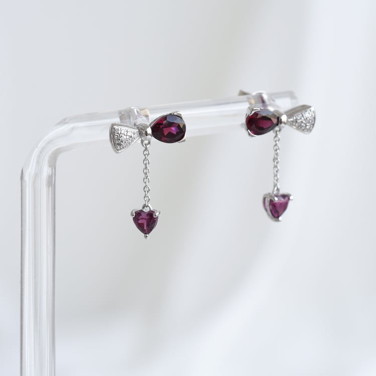 Náušnice s rhodolit granáty a diamanty 86788