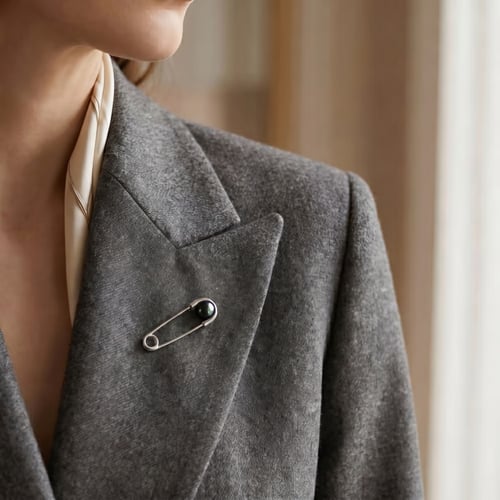 Elegantní stříbrná brož s černou perlou Ying