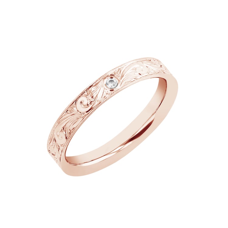 Vintage snubní prsteny s gravírem a diamantem Denton 98404