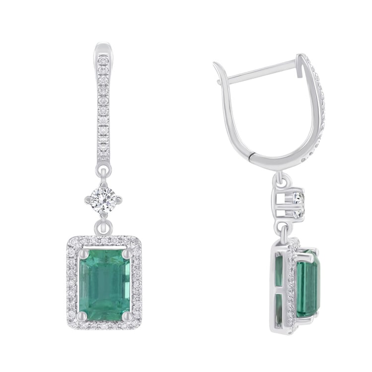 Zlaté smaragdové náušnice s diamanty 42668