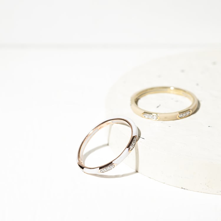 Bílý keramický prsten s diamanty Nola 127585