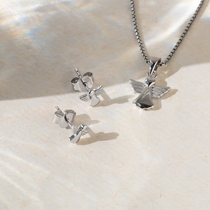 Stříbrné náušnice s anděly Cael