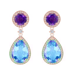 Diamantové náušnice s topazy a ametysty Bulia