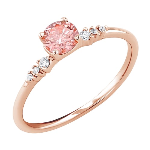 Zásnubní prsten s certifikovaným fancy pink lab-grown diamantem Amity
